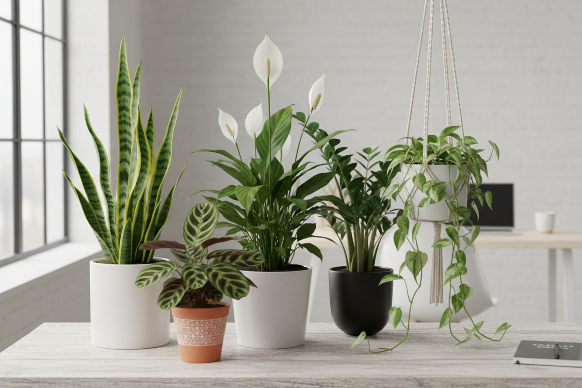 5 onderhoudsarme planten die je thuiskantoor direct rust geven zonder groene vingers te gebruiken.