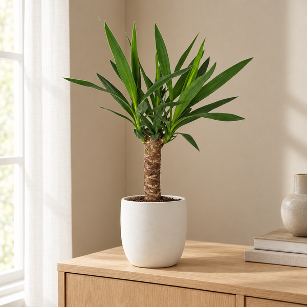 Yucca in een sfeervolle, lichte woonkamer