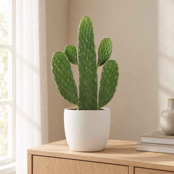 Opuntia Rubescens Consolea in een sfeervolle, lichte woonkamer