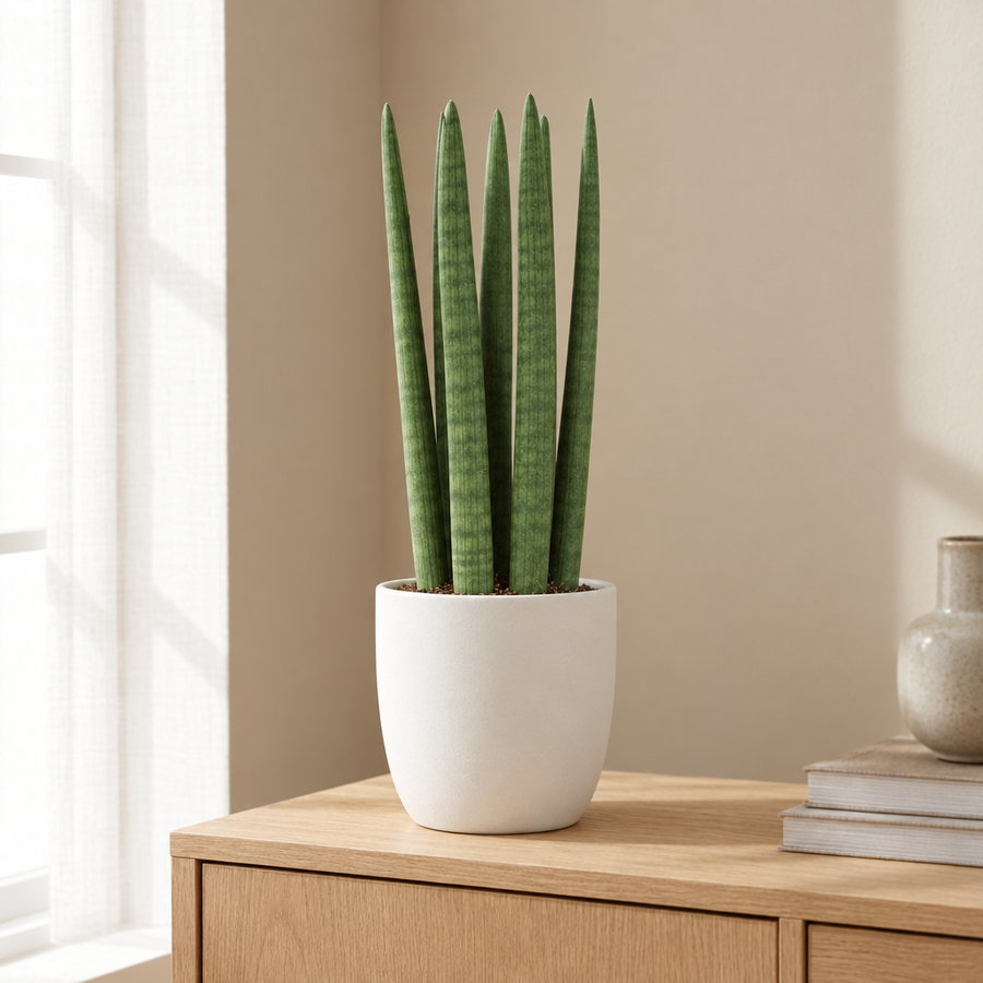Sansevieria Straight in een sfeervolle, lichte woonkamer