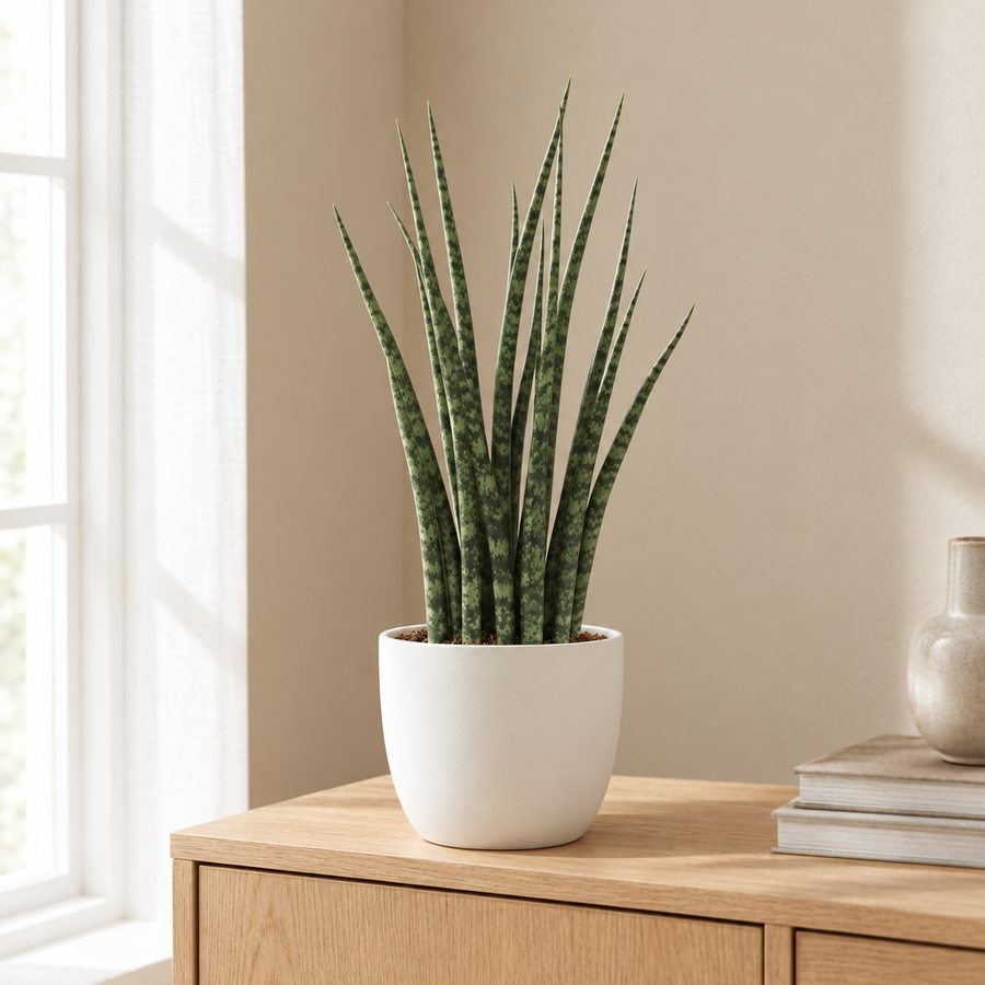 Sansevieria Fernwood Mikado in een sfeervolle, lichte woonkamer