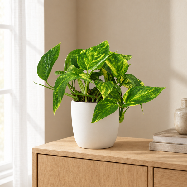 Scindapsus (Epipremnum) Pinnatum HiColor in een sfeervolle, lichte woonkamer