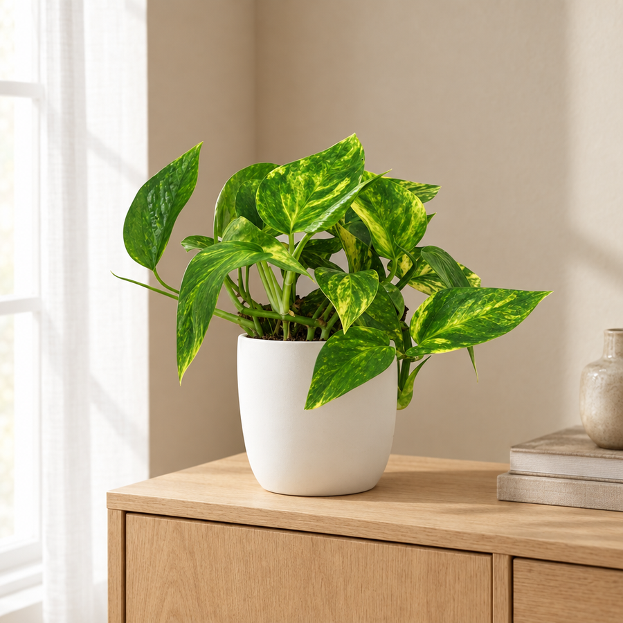 Scindapsus (Epipremnum) Pinnatum HiColor in een sfeervolle, lichte woonkamer