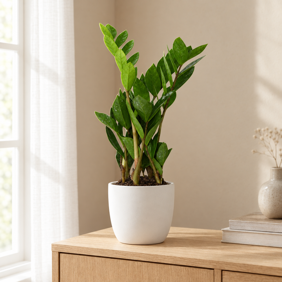 Zamioculcas Zamiifolia Ø12cm in een sfeervolle, lichte woonkamer
