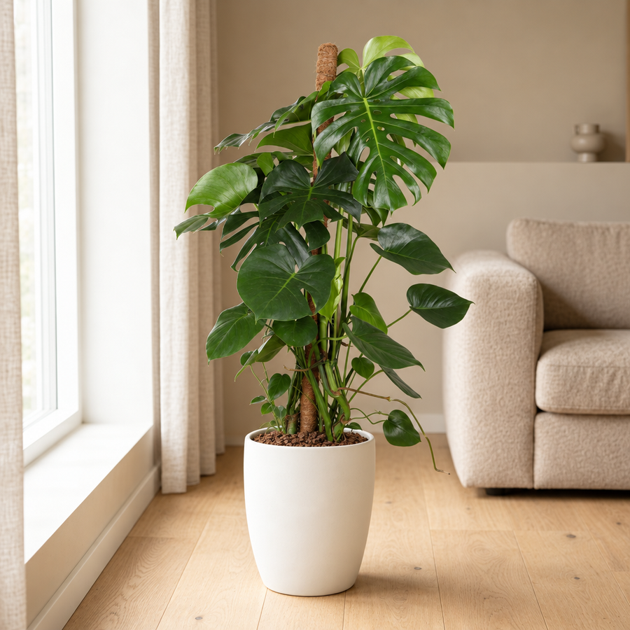 Monstera Deliciosa Ø24cm in een sfeervolle, lichte woonkamer