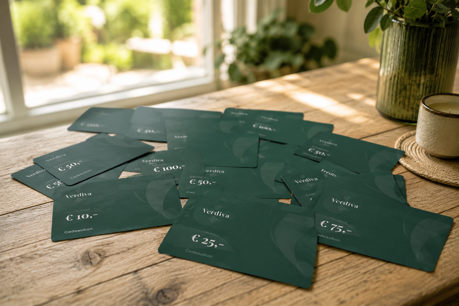 Verdiva cadeaubonnen - groene cadeaukaarten van €10 tot €250